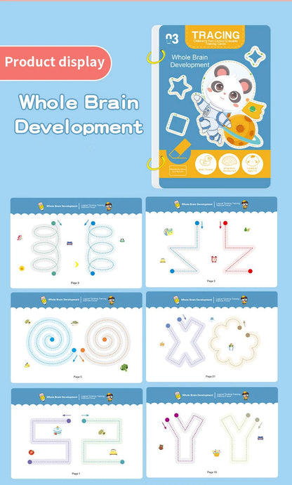 34-Page Reusable Children's Practice Book Set with Erasable Pen - Early Learning of Writing and Drawing Skills, Educational Books for Pen Control Training, Innovative Learning - Perfect Choice for Christmas and Birthday Gifts